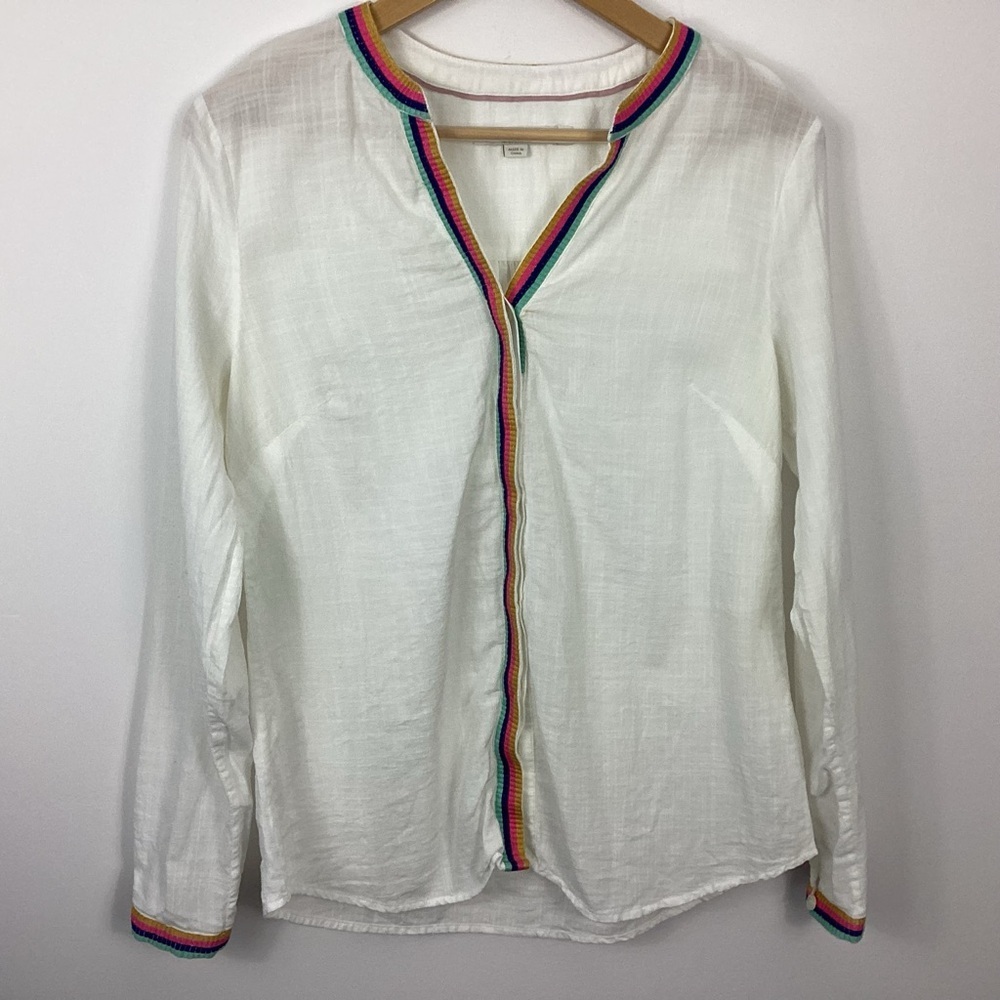 Boden Rainbow Trim Blouse Size 4